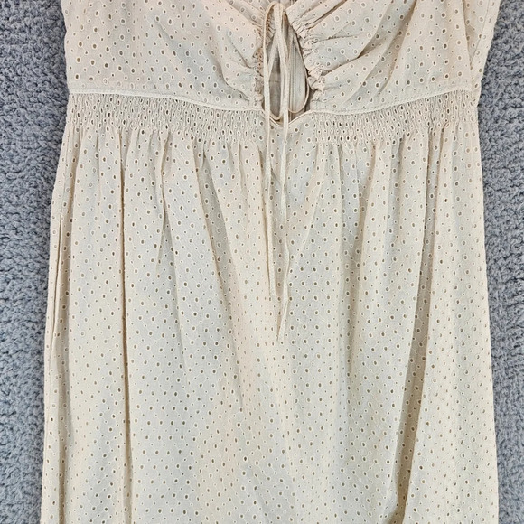 Rebecca Taylor Beige/Cream Lyra Embroidered cutout Midi dress Sz  10 Eyelets - Picture 6 of 16